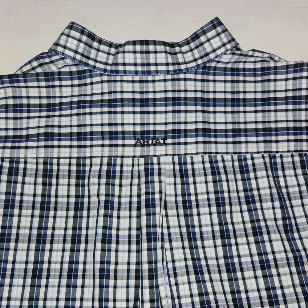Ariat Pro Series Long Sleeve Plaid Button Down Shirt Men XXL Blue Cowboy Western - Picture 2 of 5